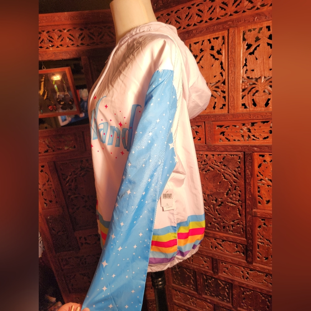 NWT Disney Fantasyland Classic Hooded Windbreaker with Rainbow Stripe, Size XL - Picture 4 of 8